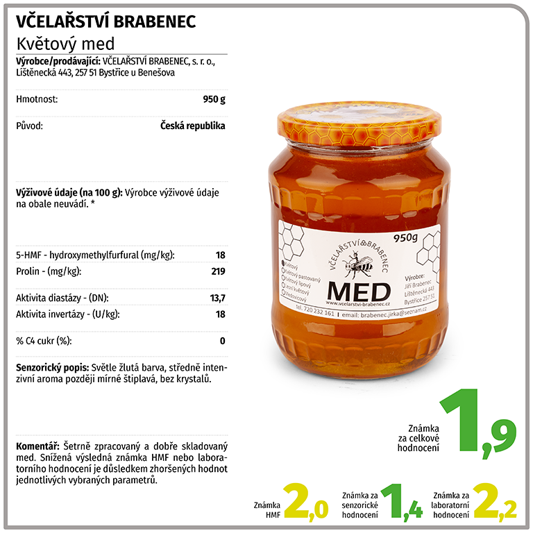 Včelařství Brabenec - Květový med 