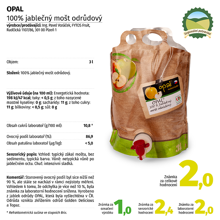 OPAL - 100% jablečný mošt odrůdový